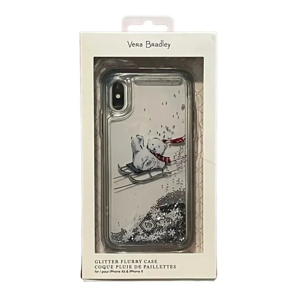 Vera Bradley Polar Bear Glitter Flurry Case for iPhone Xs & X EUC